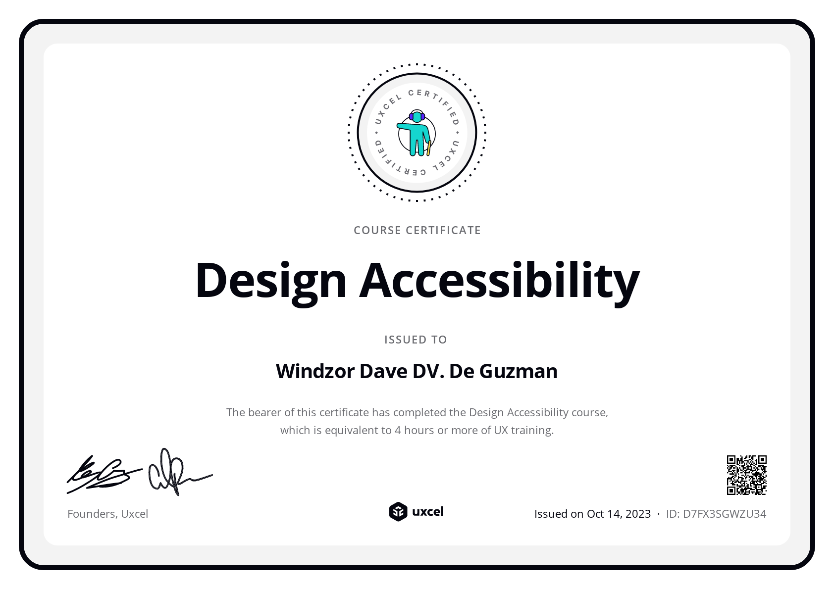 Windzor Dave's certificate